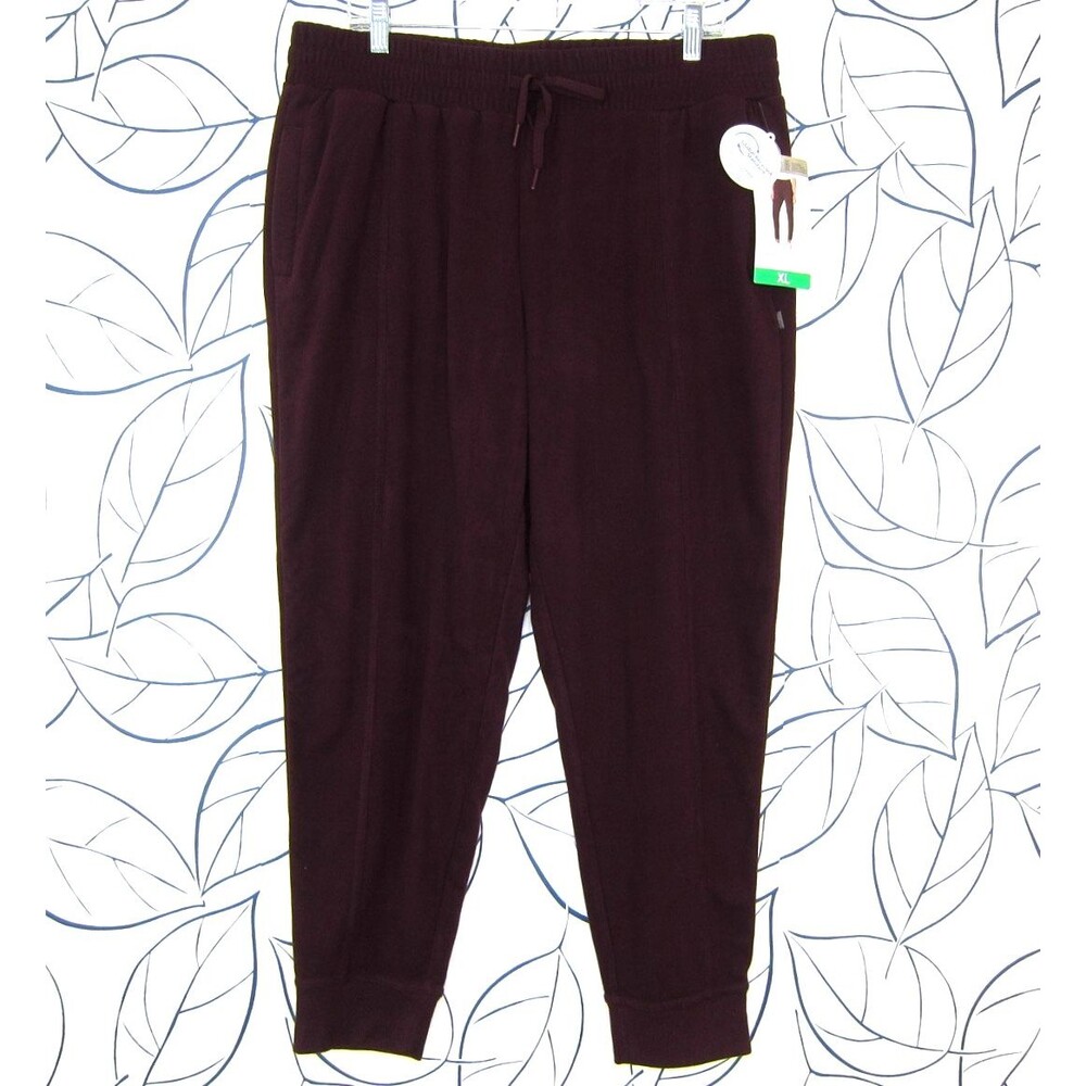 Mondetta Burgundy Wine Cozy Warm Fleece Jogger Pants Size XL New!